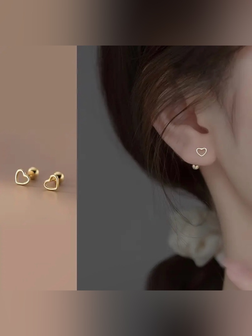 New Gold Heart Stud Earrings - Minimal Women's Jewelry